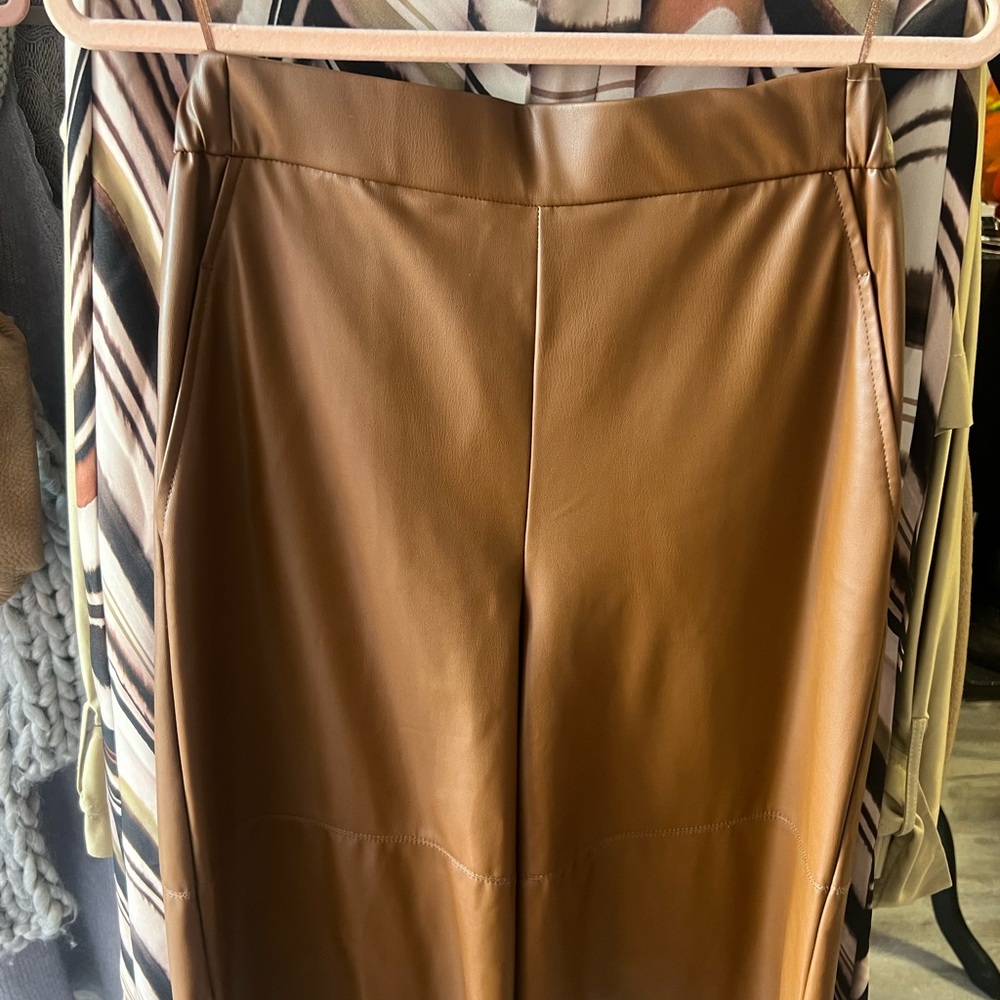 Brown Faux Leather Women Shorts - Picture 6 of 8